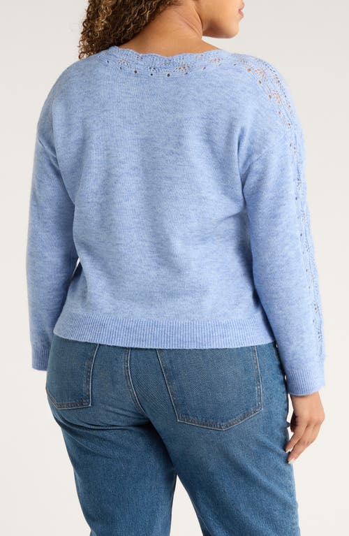 Wit & Wisdom Open Stitch Boat Neck Sweater In Blue