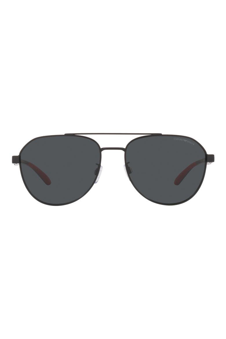 59mm Pilot Sunglasses, Main, color, MATTE BLACK / DARK GREY