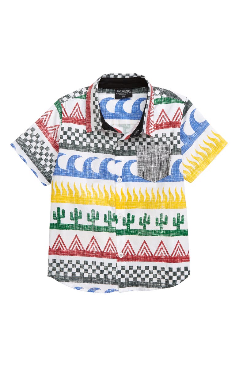 Tiny Whales Surf N Turf Woven Shirt, Main, color,