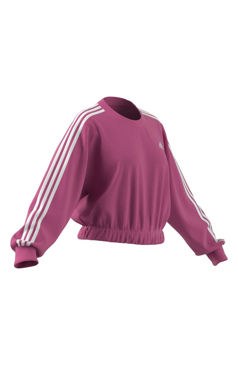 adidas Essential 3-Stripes French Terry Cropped Pullover, Alternate, color,