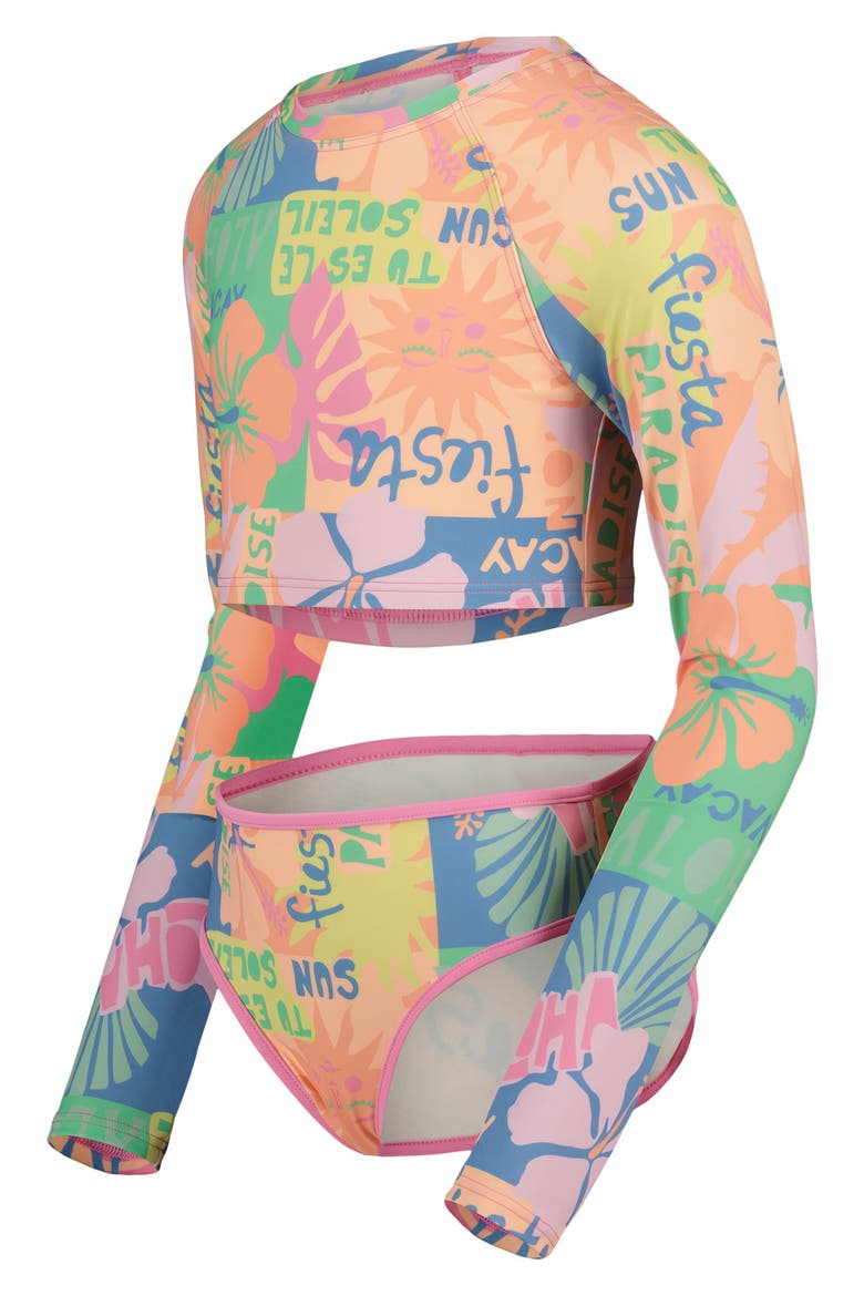 Kids' Sun Scape Two-Piece Rashguard Swimsuit, Alternate, color, FUCHSIA PINK