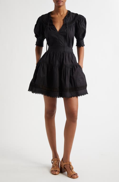 Ulla Johnson Ayla Tiered Cotton Skirt In Noir