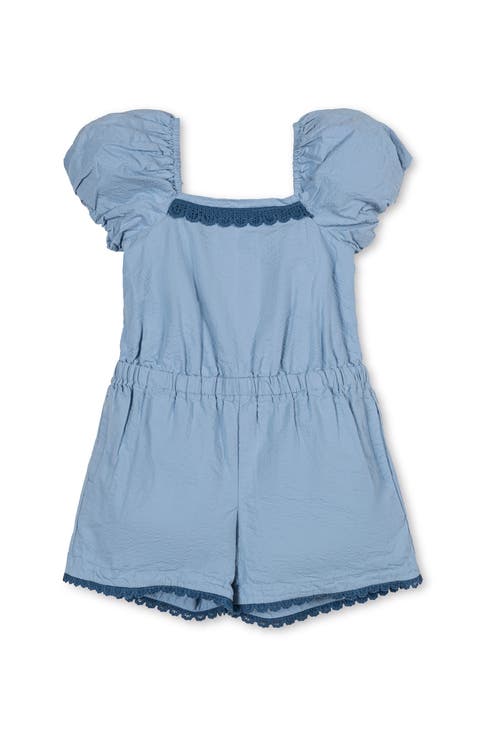 Kids' Organic Puff Sleeve Seersucker Romper (Toddler, Little Kid and Big Kid)