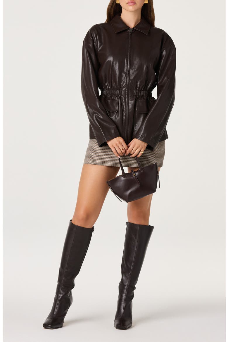 Cavanaugh Faux Leather Jacket, Alternate, color, DARK BROWN