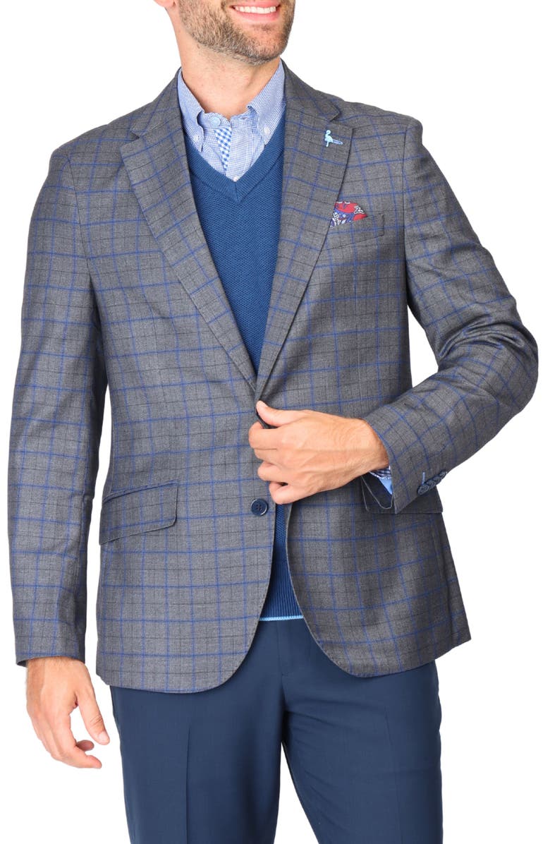 TailorByrd Classic Mélange Windowpane Sport Coat, Alternate, color, Charcoal