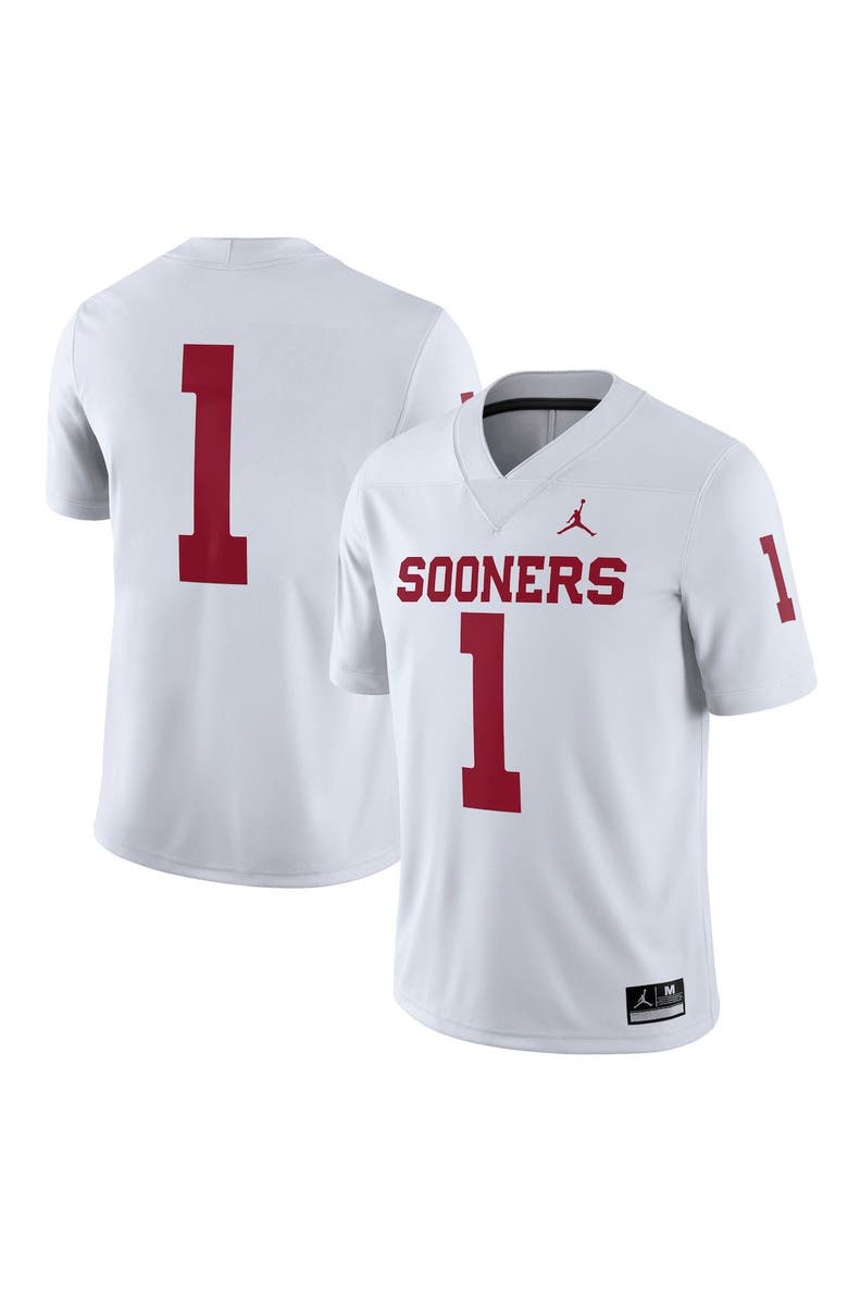 Jordan Brand Men's Jordan Brand White Oklahoma Sooners #1 Away Game Jersey, Main, color, 
