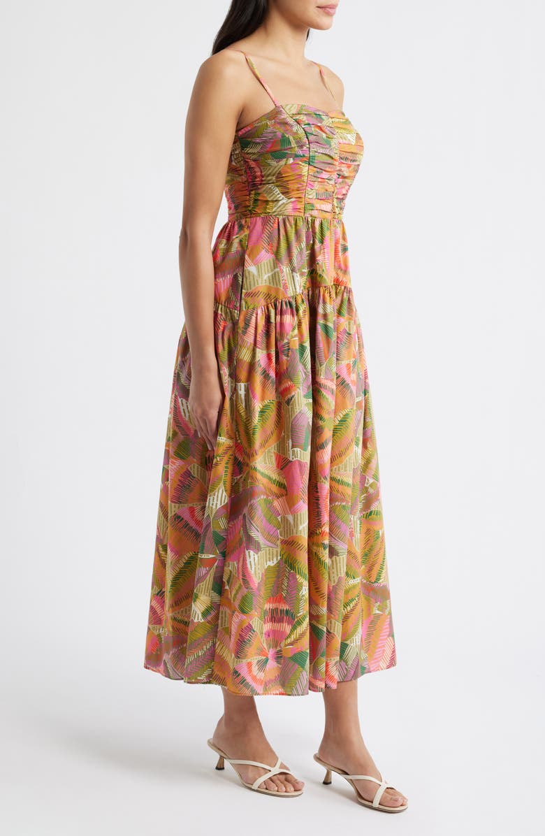 Vince Camuto Pleated Cotton Poplin Maxi Sundress, Alternate, color, Green Mult