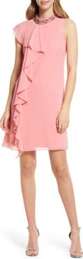 Vince Camuto Beaded Ruffle Sleeveless Dress