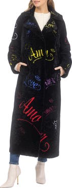 GORSKI Genuine Shearling Embroidered "Love" Coat