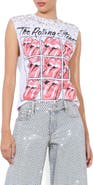 Alice + Olivia Micah Crystal Detail Rolling Stones Graphic Muscle T-Shirt