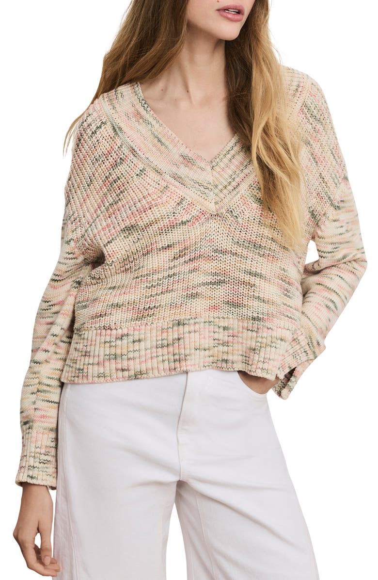 Veronica Beard Anola Space Dye Cotton Sweater, Main, color, Petal Multi