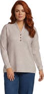Lands' End Long Sleeve Waffle Shawl Collar Henley