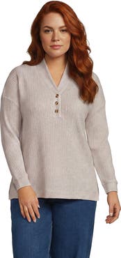 Lands' End Long Sleeve Waffle Shawl Collar Henley
