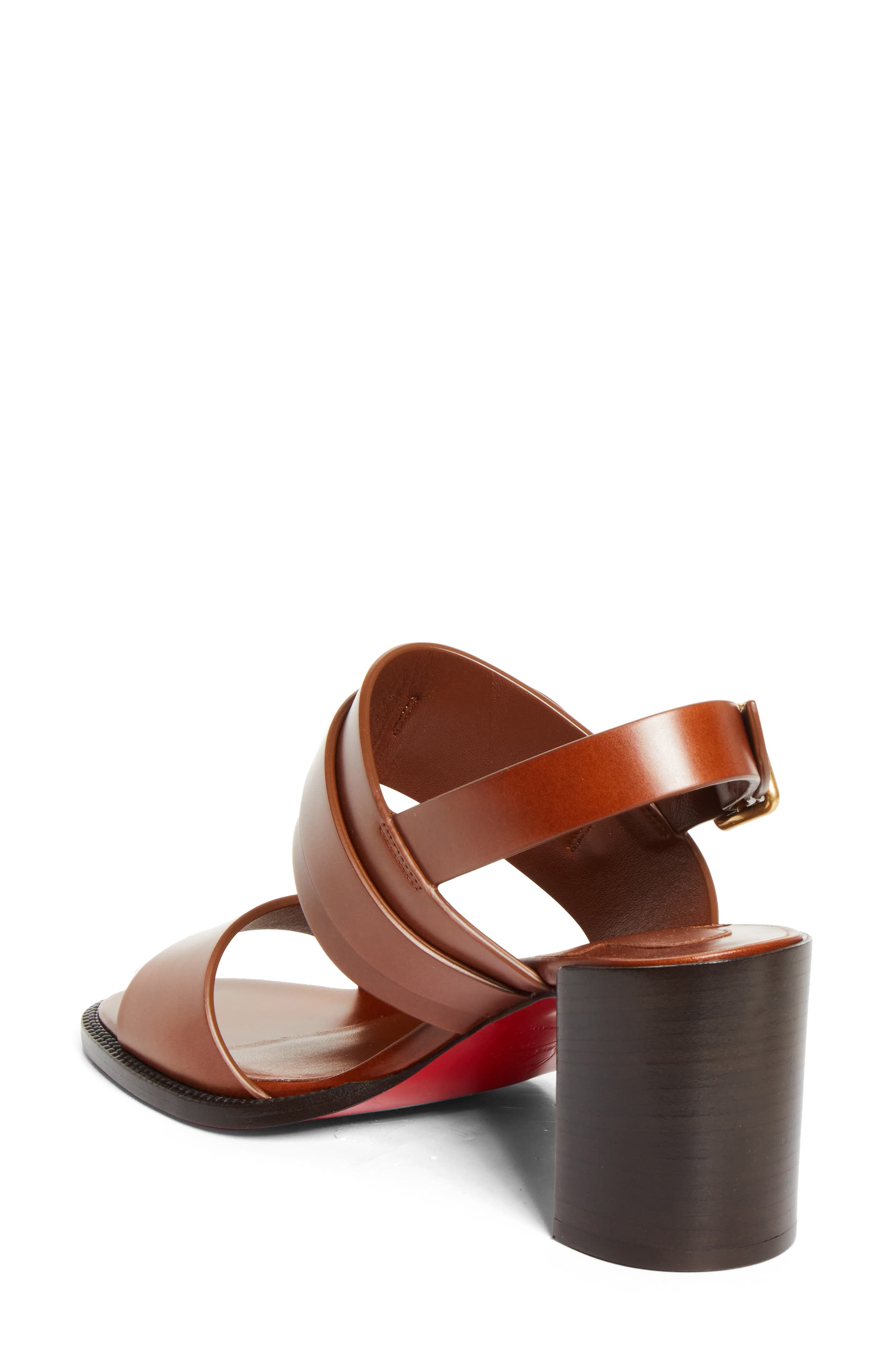 Christian Louboutin In Roma Block Heel Sandal, Alternate, color, Dark Carmine/Brown