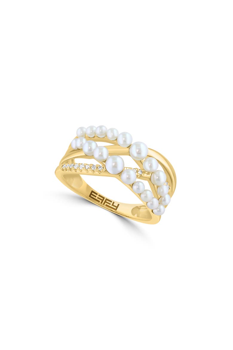 Freshwater Pearl & Diamond Ring, Main, color, WHITE