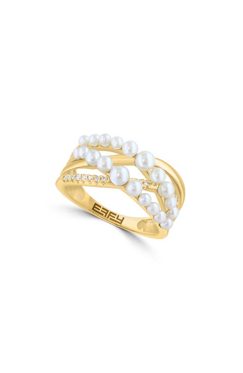 Freshwater Pearl & Diamond Ring
