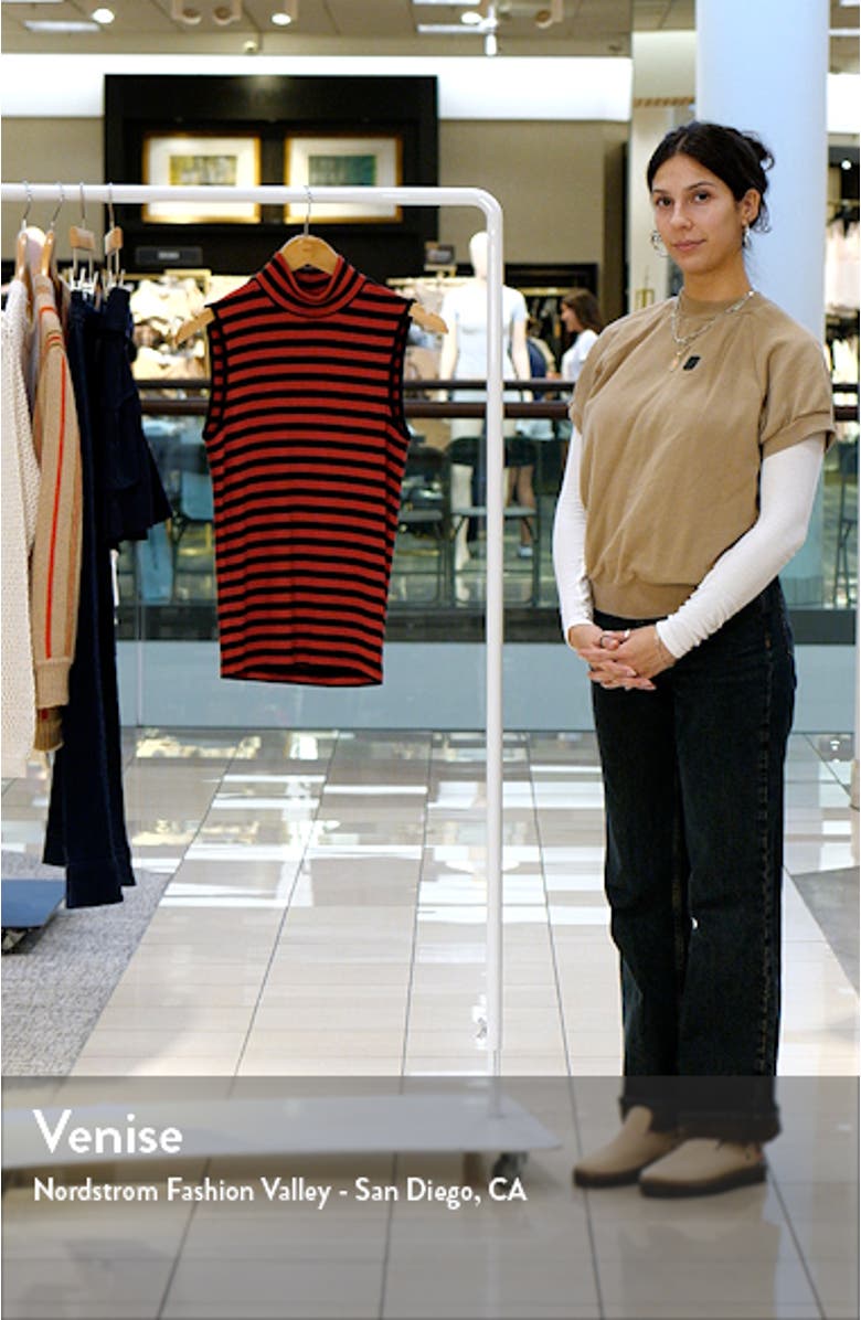 Essential Stripe Sleeveless Mock Neck Knit Top, sales video thumbnail