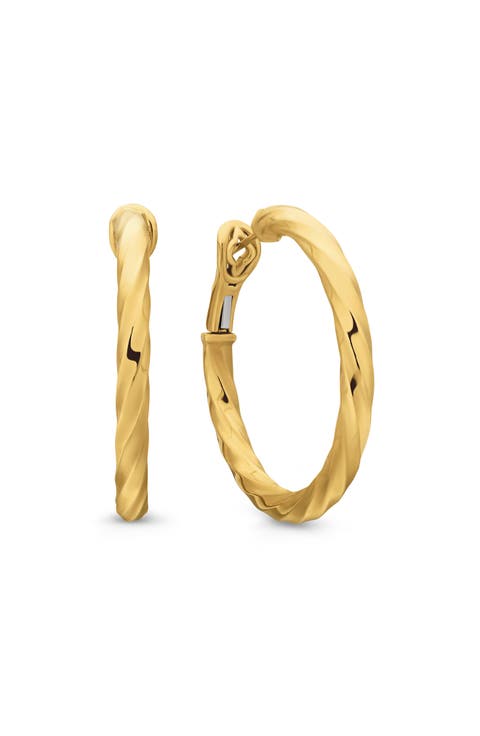 Cable Edge™ Hoop Earrings in Recycled 18K Yellow Gold