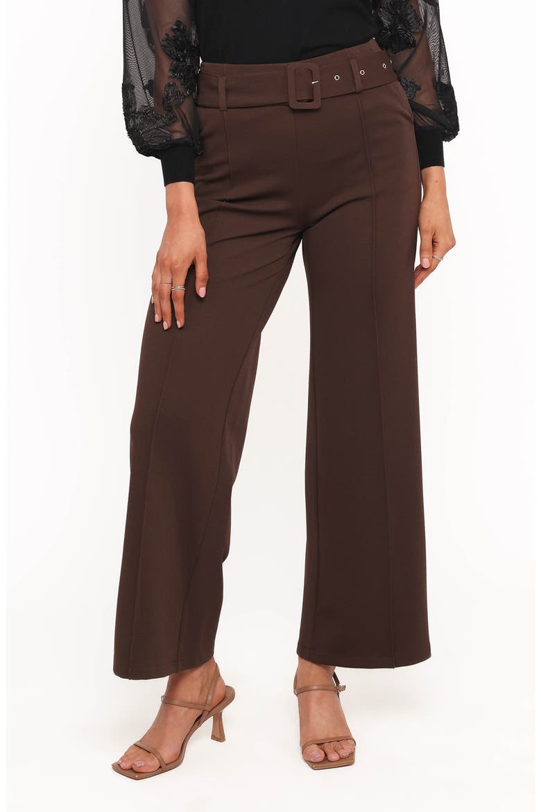 Benton Belted Wide Leg Pants, Main, color, BROWN
