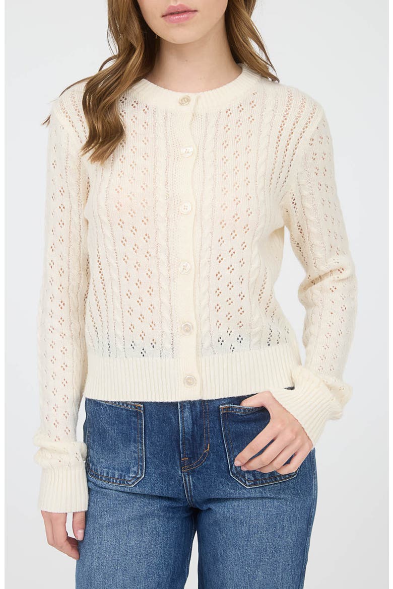 Pointelle Cardigan, Main, color, CREAM