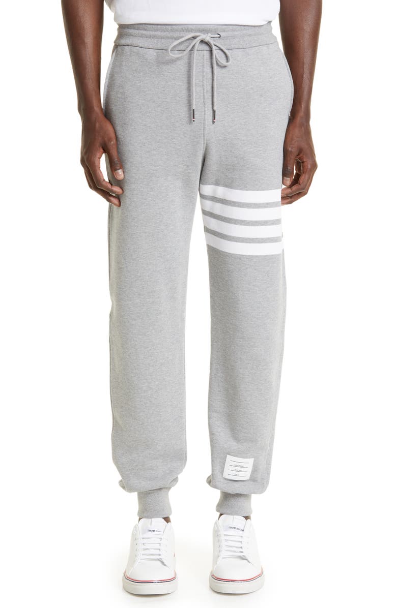 Thom Browne Stripe Jogger Pants, Main, color, 068 - Lt Grey Htr/Optic White