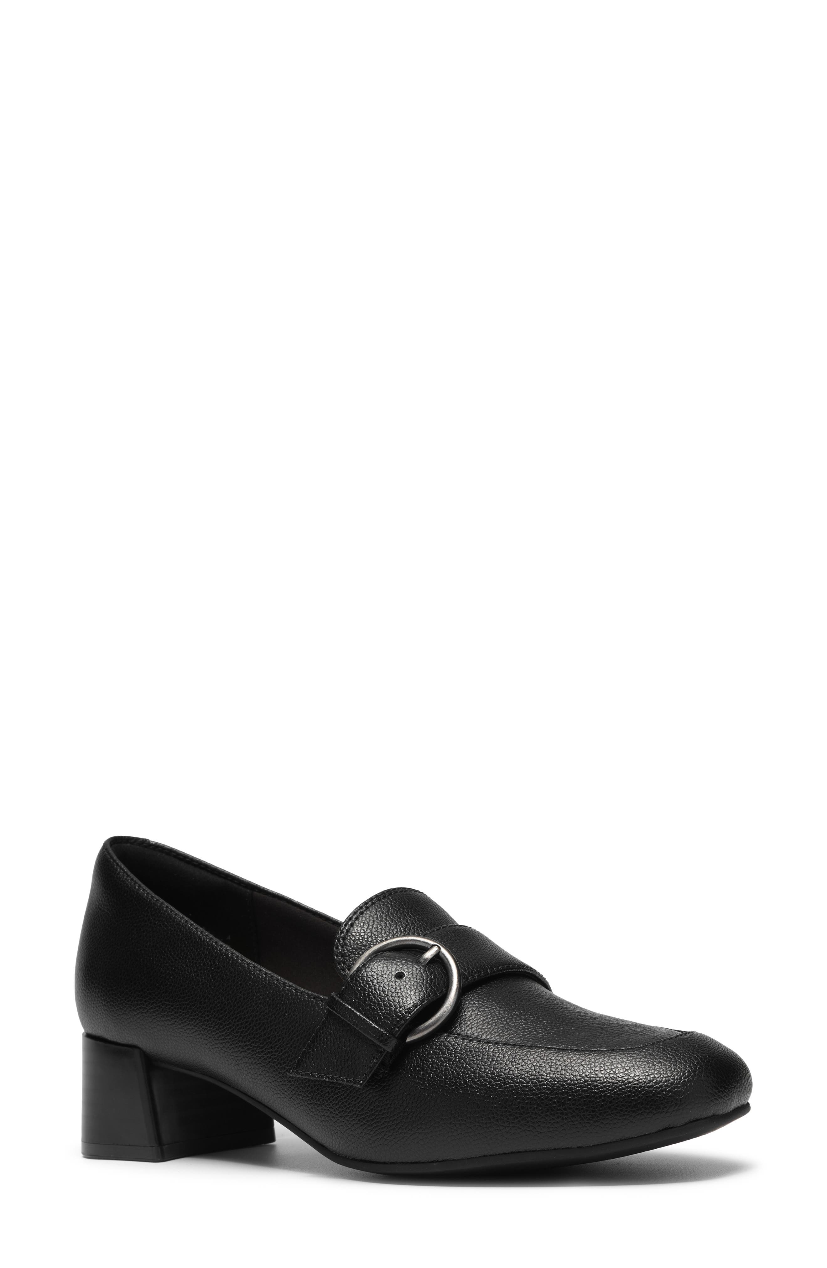 Iridessa Big Buckle Leather Loafer Pump