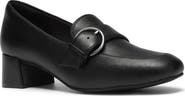 Clarks® Iridessa Big Buckle Leather Loafer Pump