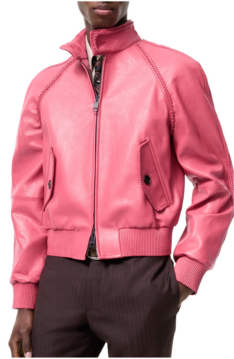 Burberry Leather Locksley Jacket, Main, color, Nougat Pink