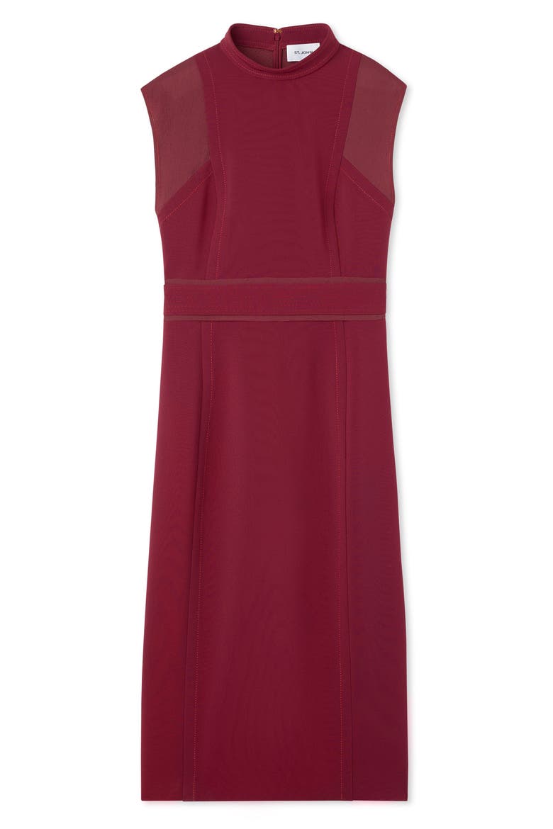 Cap Sleeve Stretch Cady Sheath Dress, Alternate, color, RASPBERRY
