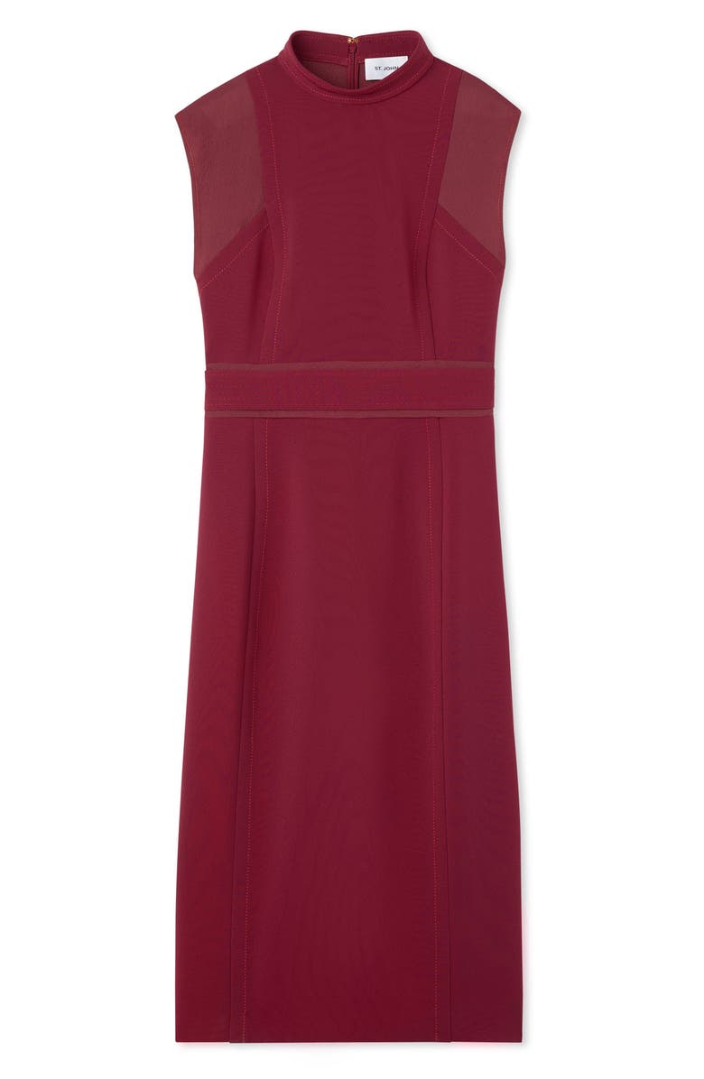 ST. JOHN Cap Sleeve Stretch Cady Sheath Dress, Alternate, color, Raspberry