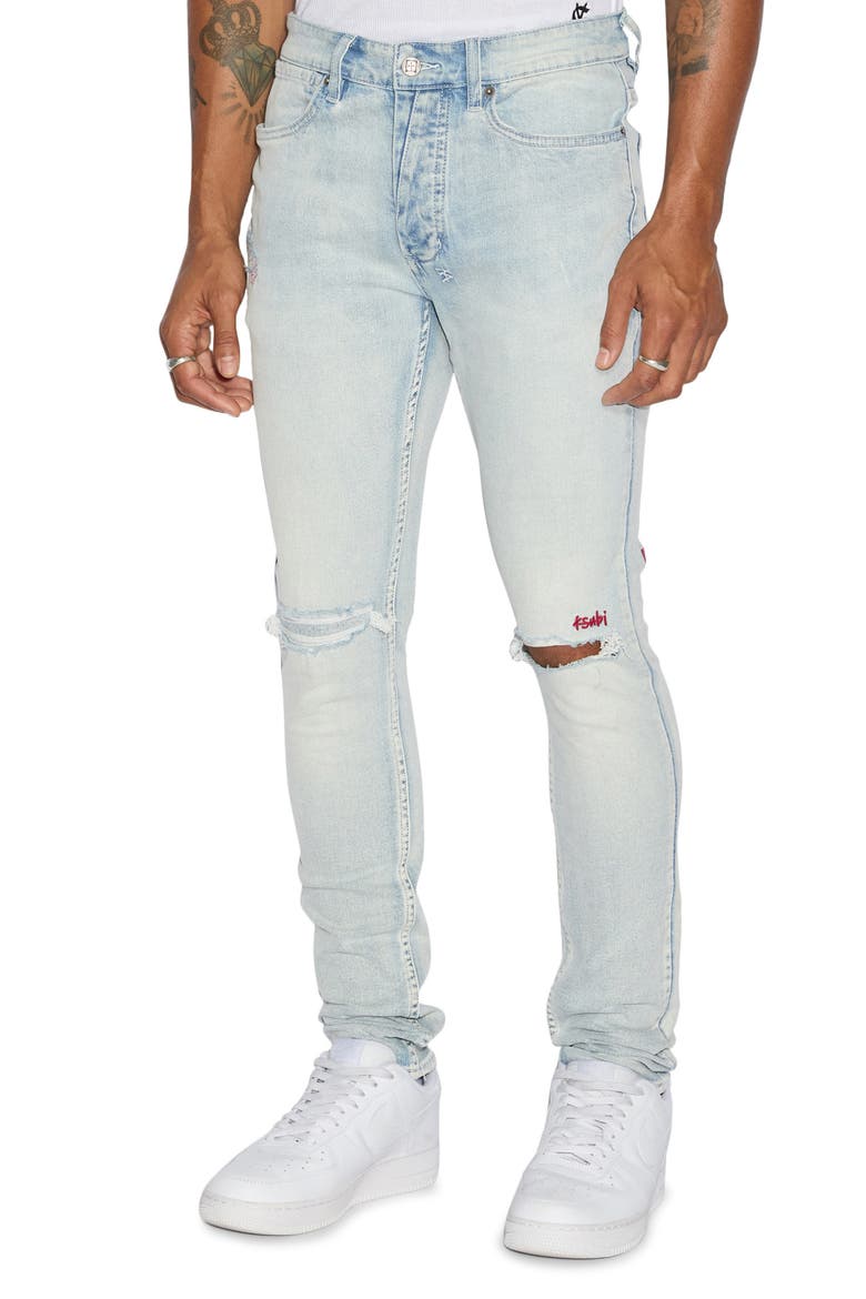 Van Winkle Blue Ice Ripper Skinny Jeans, Main, color, DENIM
