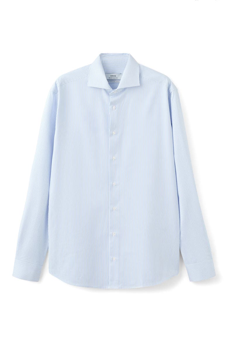 Slim Fit Pinstripe Cotton Twill Button-Up Shirt, Alternate, color, SKY BLUE
