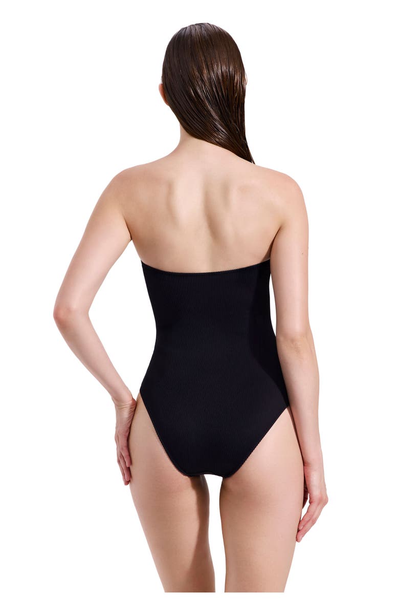 Emanuelle Textured Underwire Bandeau One Piece, Alternate, color, Black