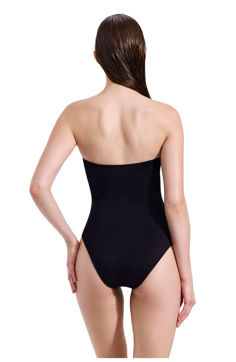 Luma Gottex Emanuelle Textured Underwire Bandeau One Piece, Alternate, color, Black