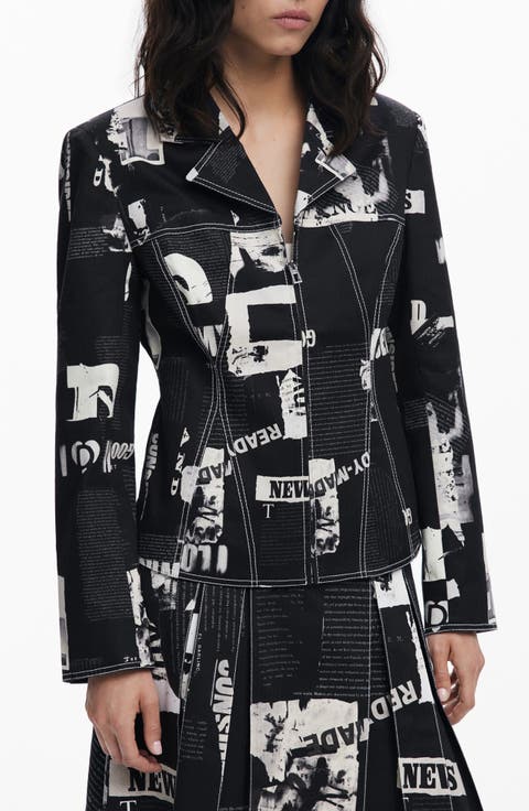 Mixed Print Stretch Cotton Jacket