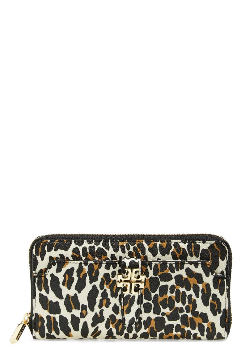 'Plaque' Leopard Print Continental Wallet, Main, color, OCELOT LEOPARD