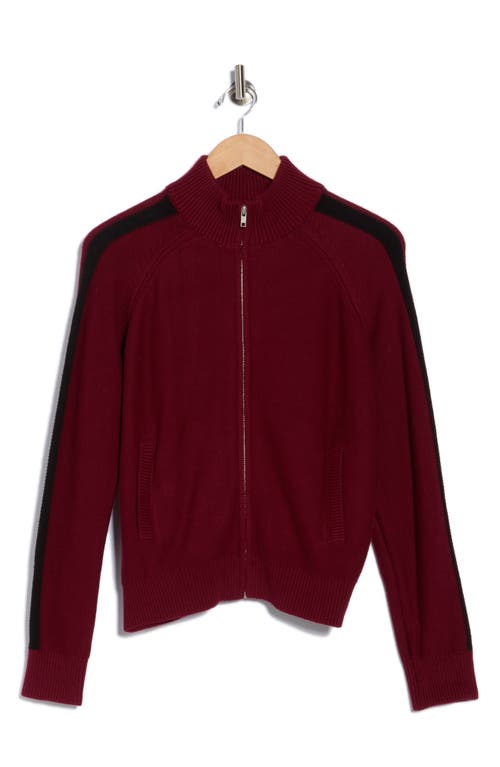 Obey Frankie Track Full Zip Sweater In Burgundy