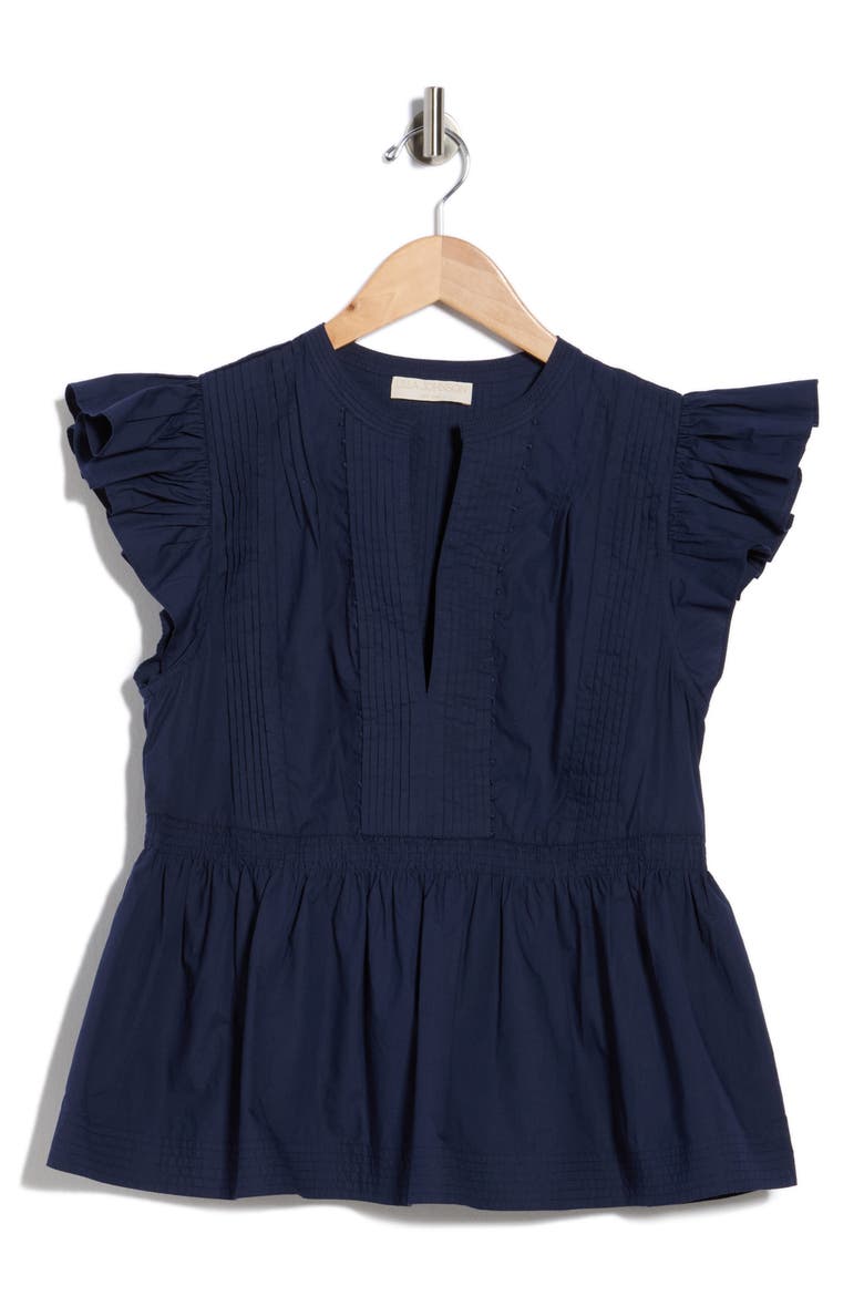 Luise Flutter Sleeve Top, Alternate, color, MIDNIGHT
