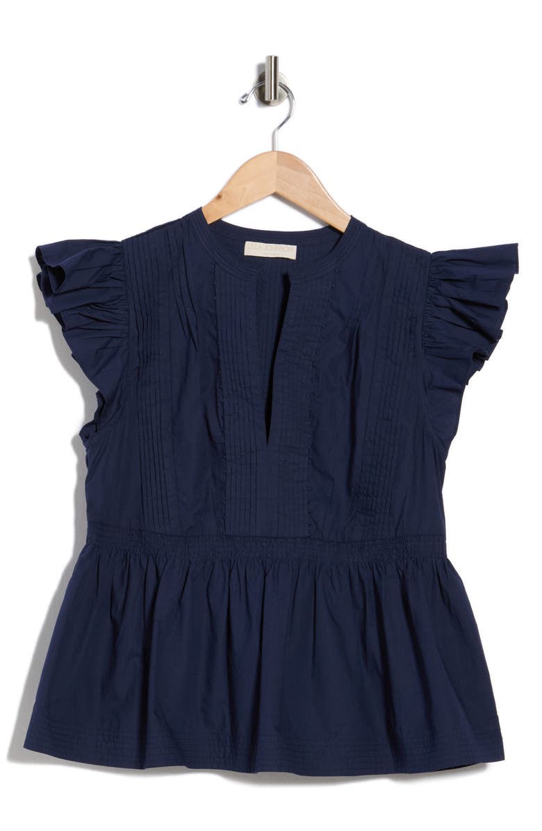 Ulla Johnson Luise Flutter Sleeve Top, Main, color, Midnight