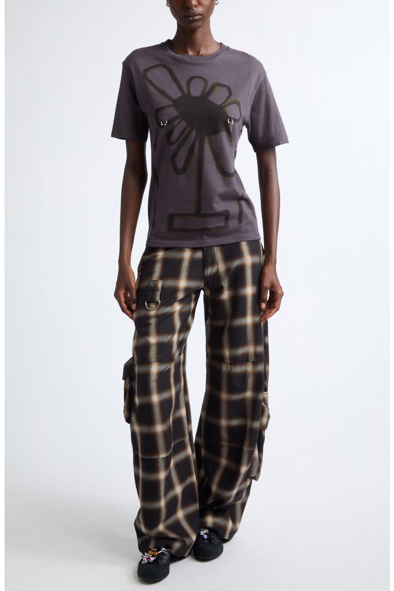 Pierced Rose Print Organic Cotton T-Shirt, Alternate, color, DARK CHARCOAL FLOWER POT