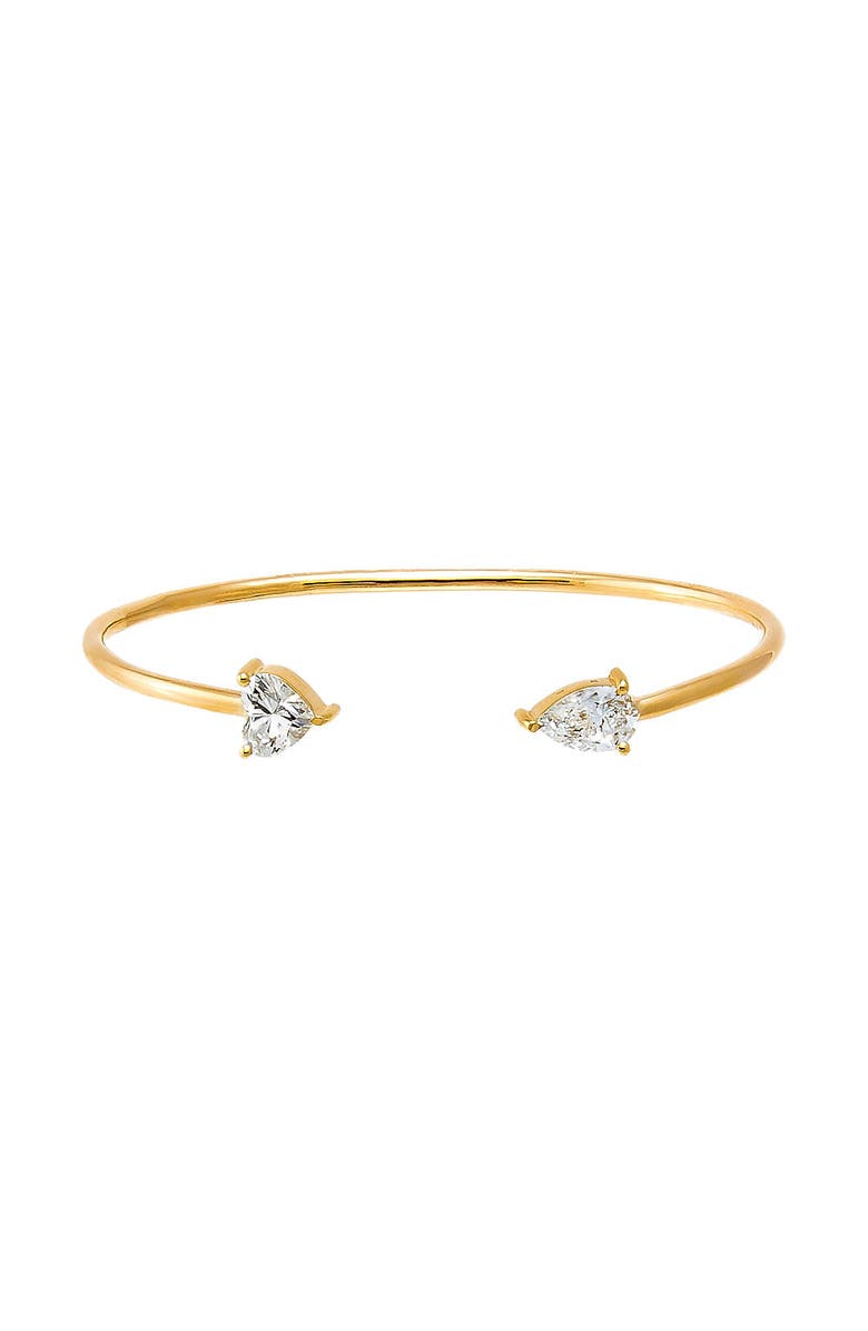 BY ADINA EDEN Lab Grown Diamond Pear X Heart Open Bangle 14K, Alternate, color, 