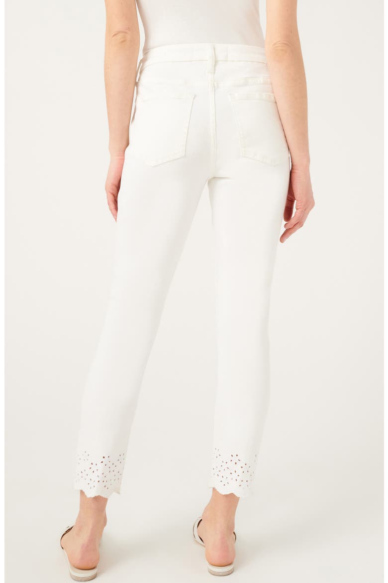 JEN7 High Waist Eyelet Hem Ankle Skinny Jeans, Alternate, color, WHITE