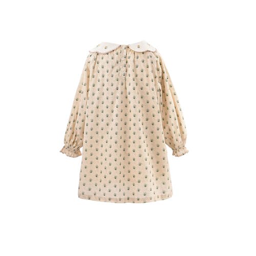 Sweet Cactus Floral Smocked Dress In Neutral