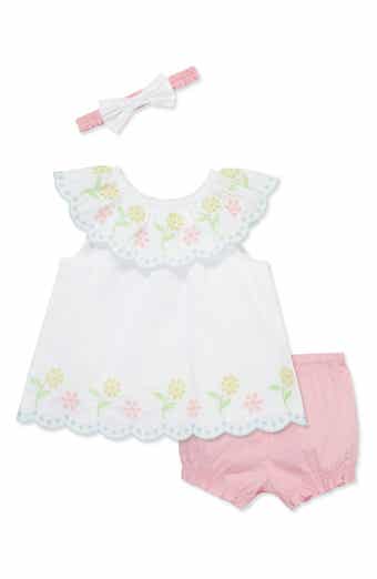Little Me Cotton Eyelet Dress, Bloomers & Headband Set