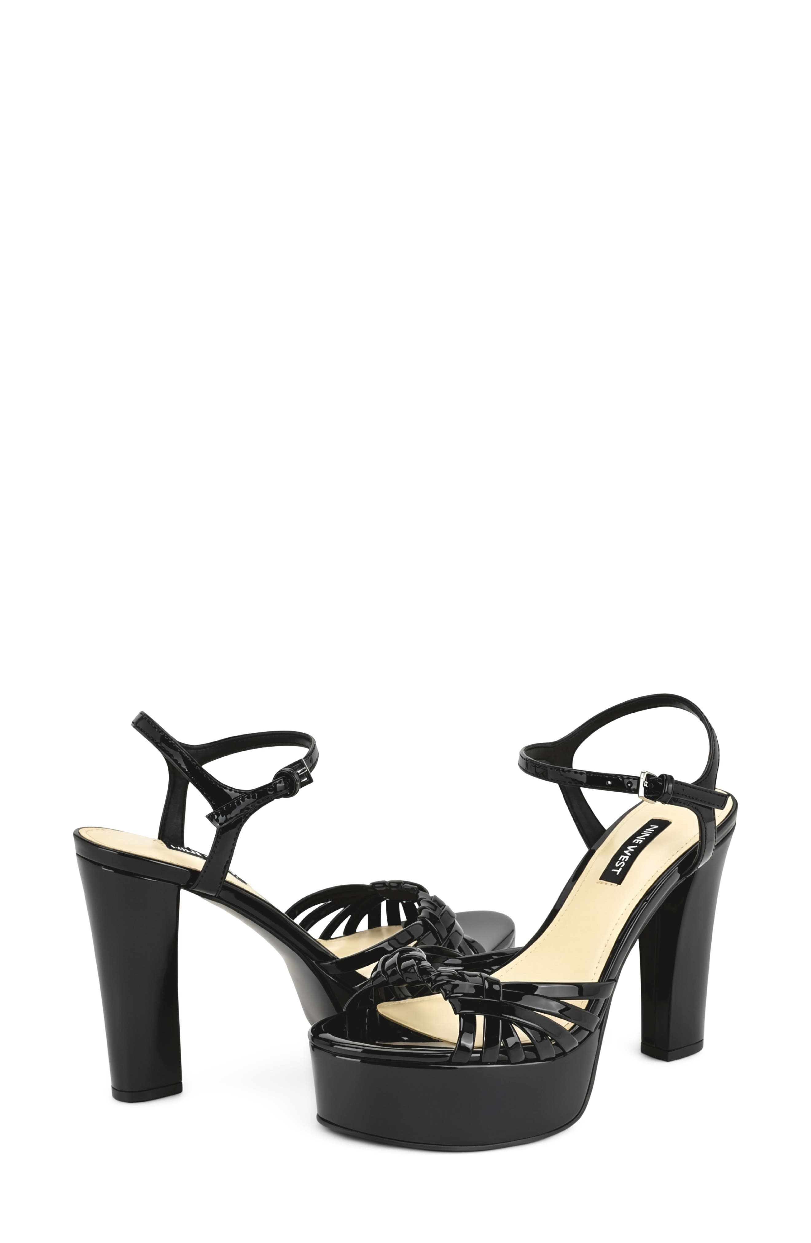 Nayya Faux Leather Platform Sandal, Alternate, color, BLACK