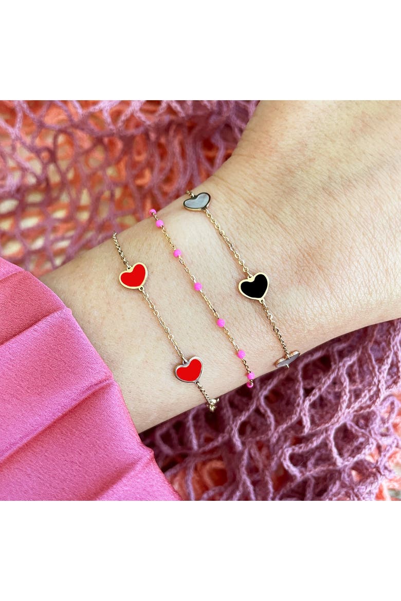 Coral Heart Station Bracelet, Alternate, color, Coral