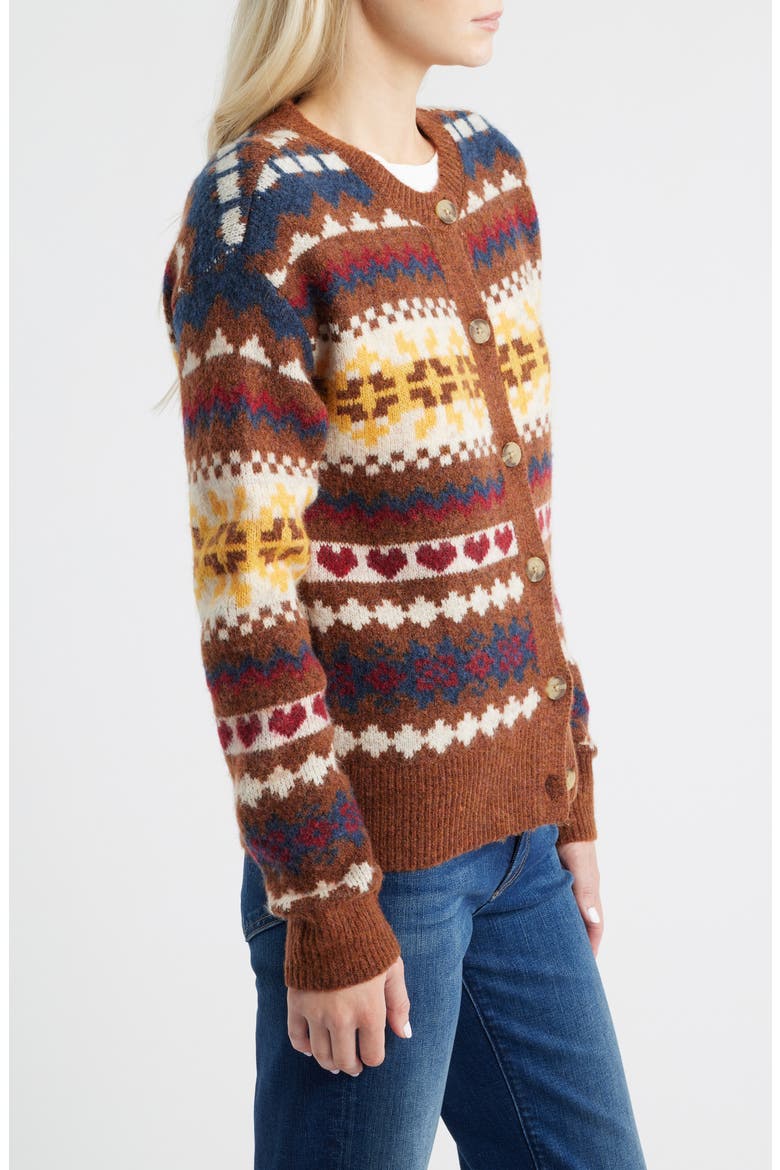 Fair Isle Cardigan, Alternate, color, BITTER CHOCOLATE
