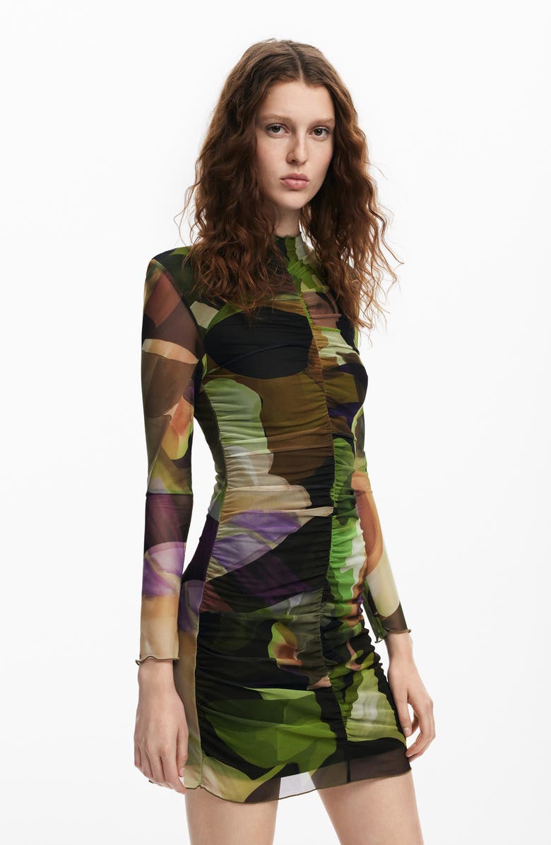 Desigual Lacroix Camouflage Long Sleeve Minidress, Alternate, color, 