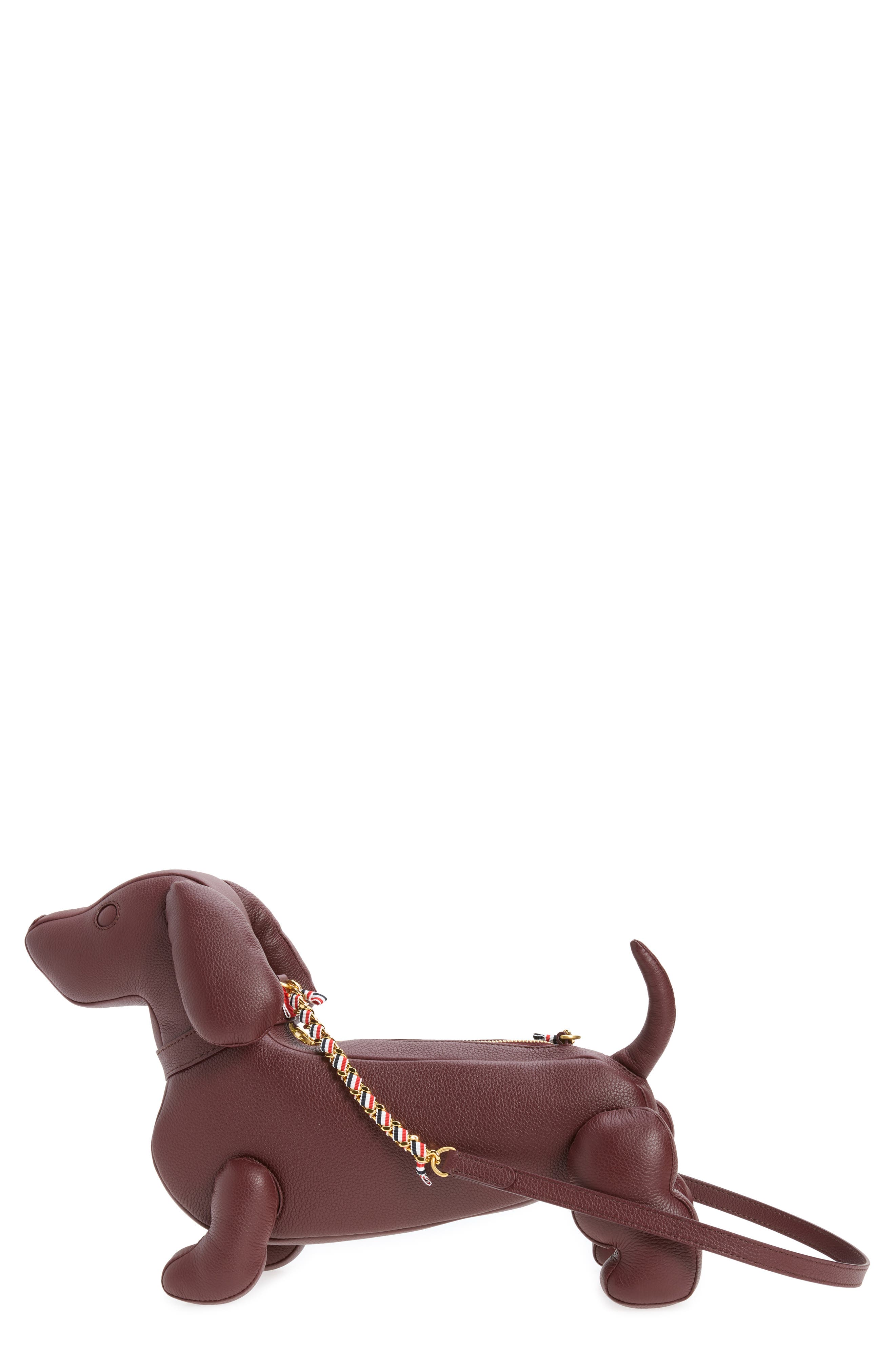 Thom Browne Mini Hector Leather Shoulder Bag, Main, color, Dark Burgundy