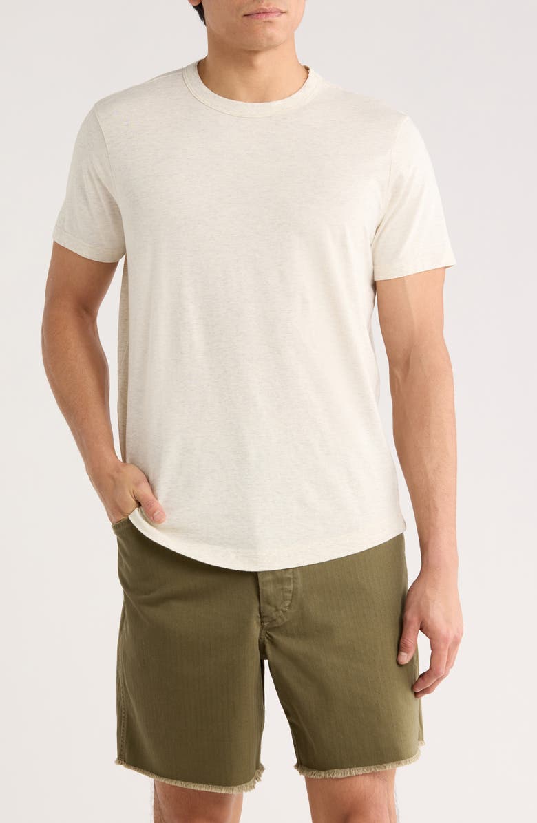 BUCK MASON Pima Cotton Curved Hem Crew T-Shirt, Main, color, Heather Oat
